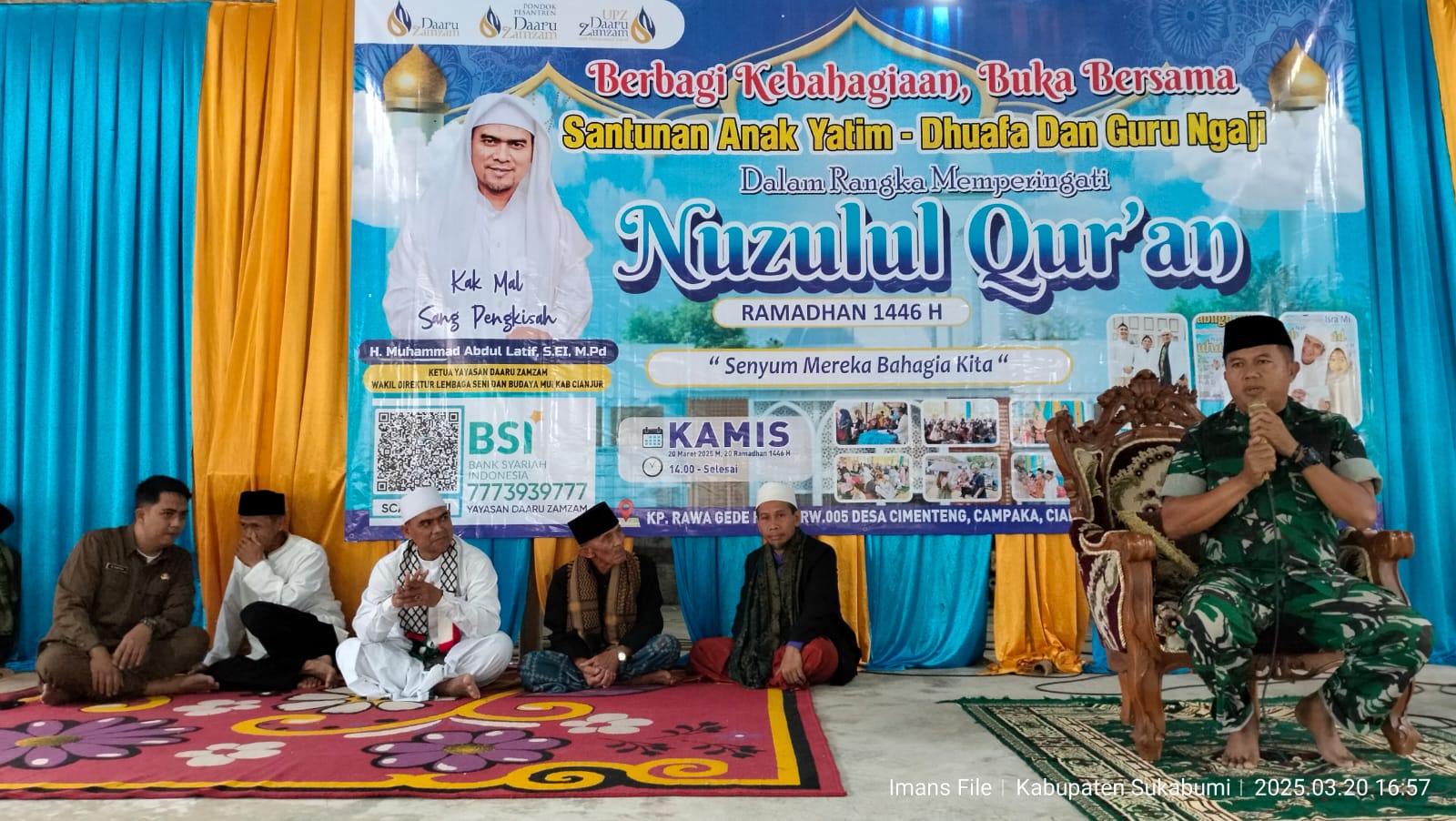 Danramil Campaka Hadiri Santunan Anak Yatim-Dhuafa dan Guru Ngaji di Yayasan Daaru Zamzam