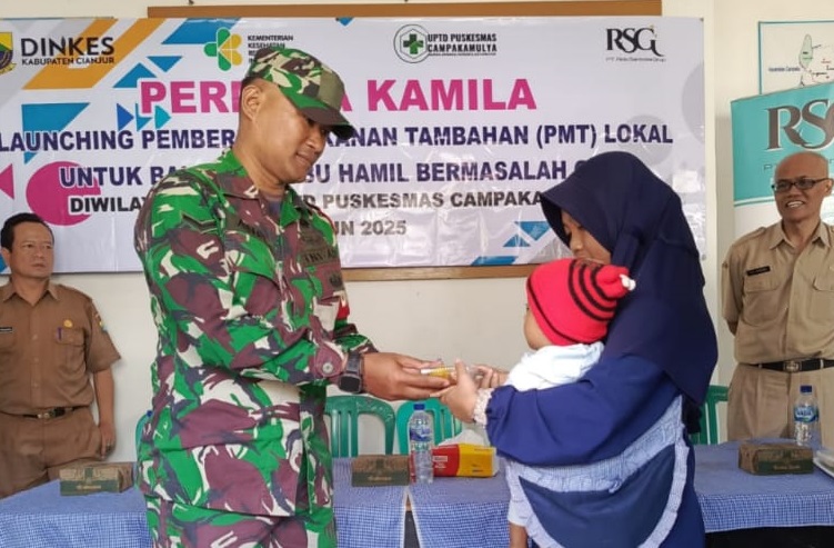 BABINSA DESA CAMPAKA WARNA DAMPINGI LAUNCHING PEMBERIAN MAKANAN TAMBAHAN UNTUK BALITA DAN IBU HAMIL