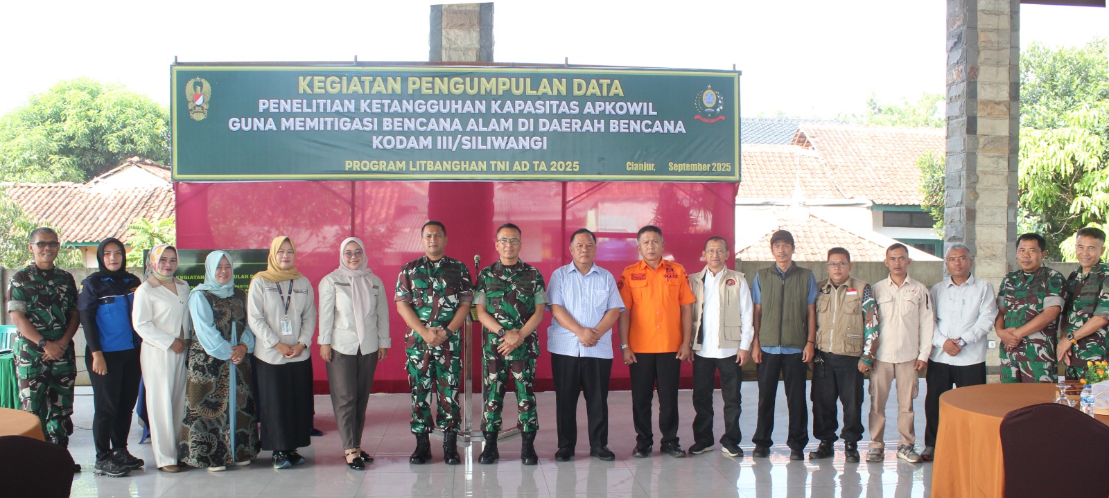 Anggota Kodim 0608/Cianjur Mengikuti Kegiatan Penelitian Ketangguhan Kapasitas Apkowil Guna Memitigasi Bencana Alam