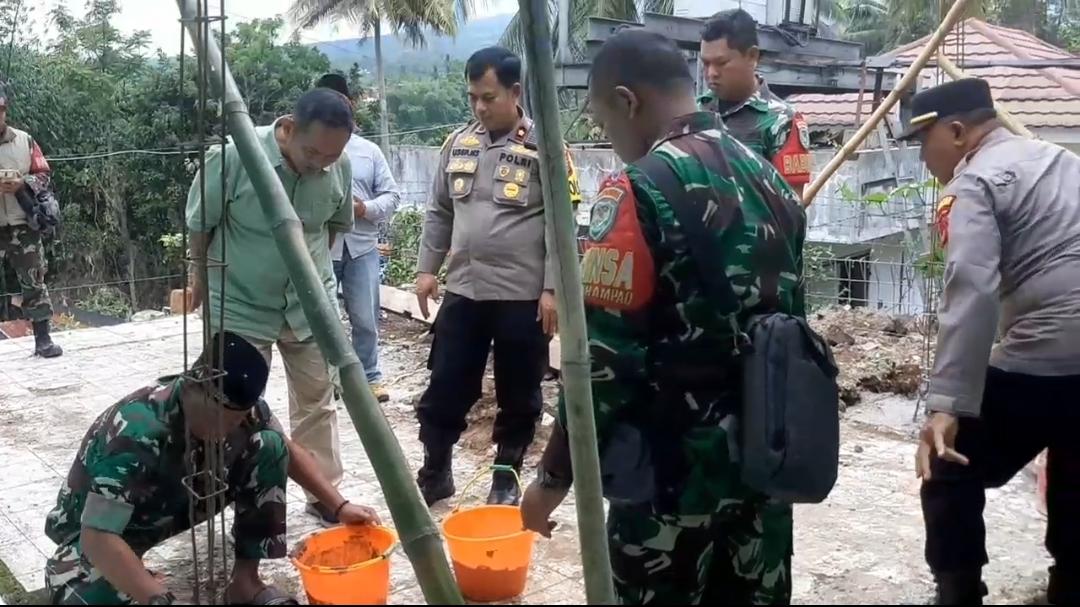 Tingkatkan Pembinaan Mental Spiritual Prajurit dan Masyarakat, Koramil Cugenang Gelar Peletakan Batu Pertama Pembangunan Mushola