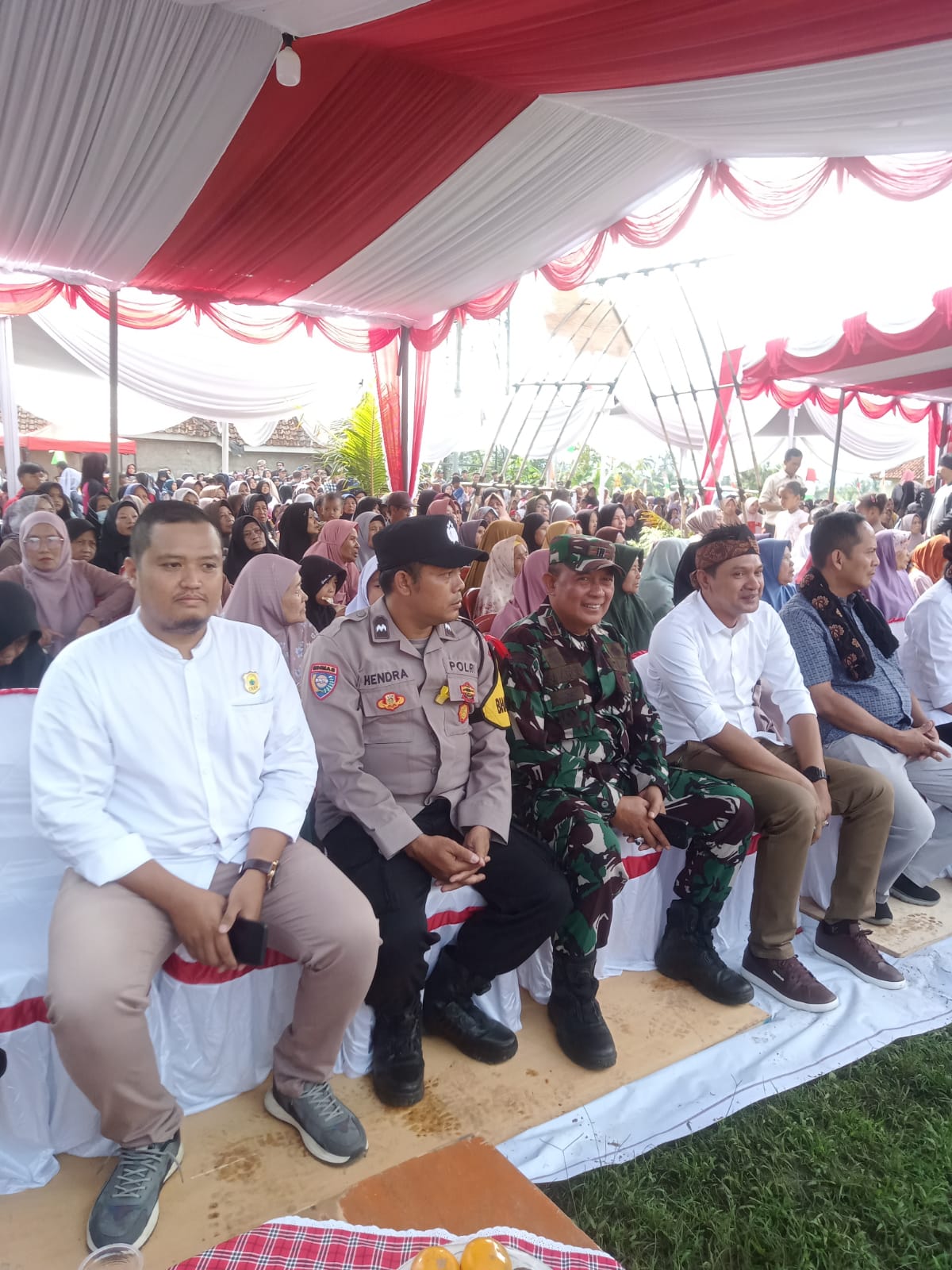 Danramil 0608-05/Cugenang Hadiri HUT Desa Sukamanah dan Peletakan Batu Pertama KDKMP
