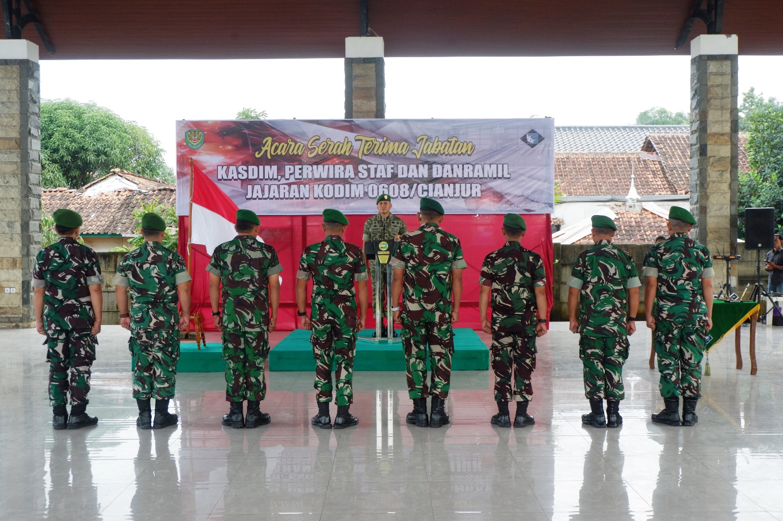 Dandim 0608/Cianjur Pimpin Sertijab Kasdim serta Jajaran Perwira Staf dan Danramil