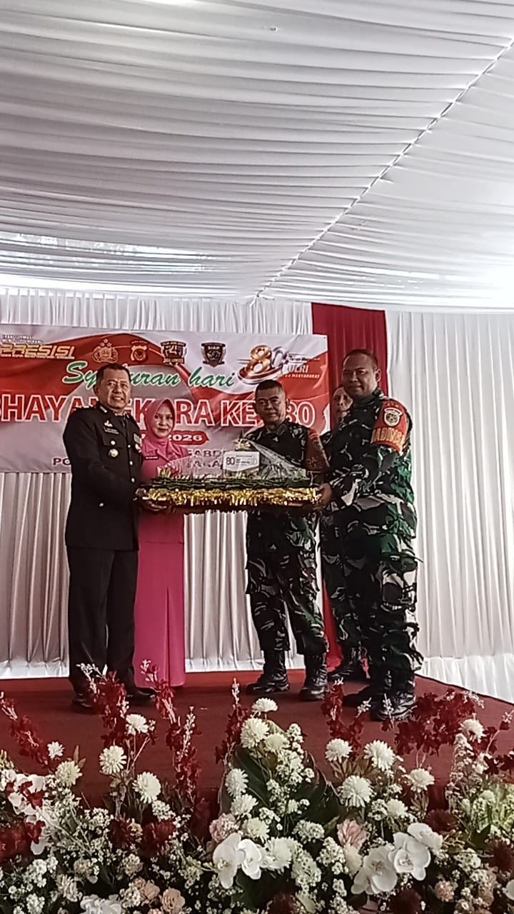 Sinergitas TNI-Polri, Personel Koramil 0608-01/Kota Berikan Ucapan Selamat HUT Bhayangkara Ke-80 di Polsek Cilaku