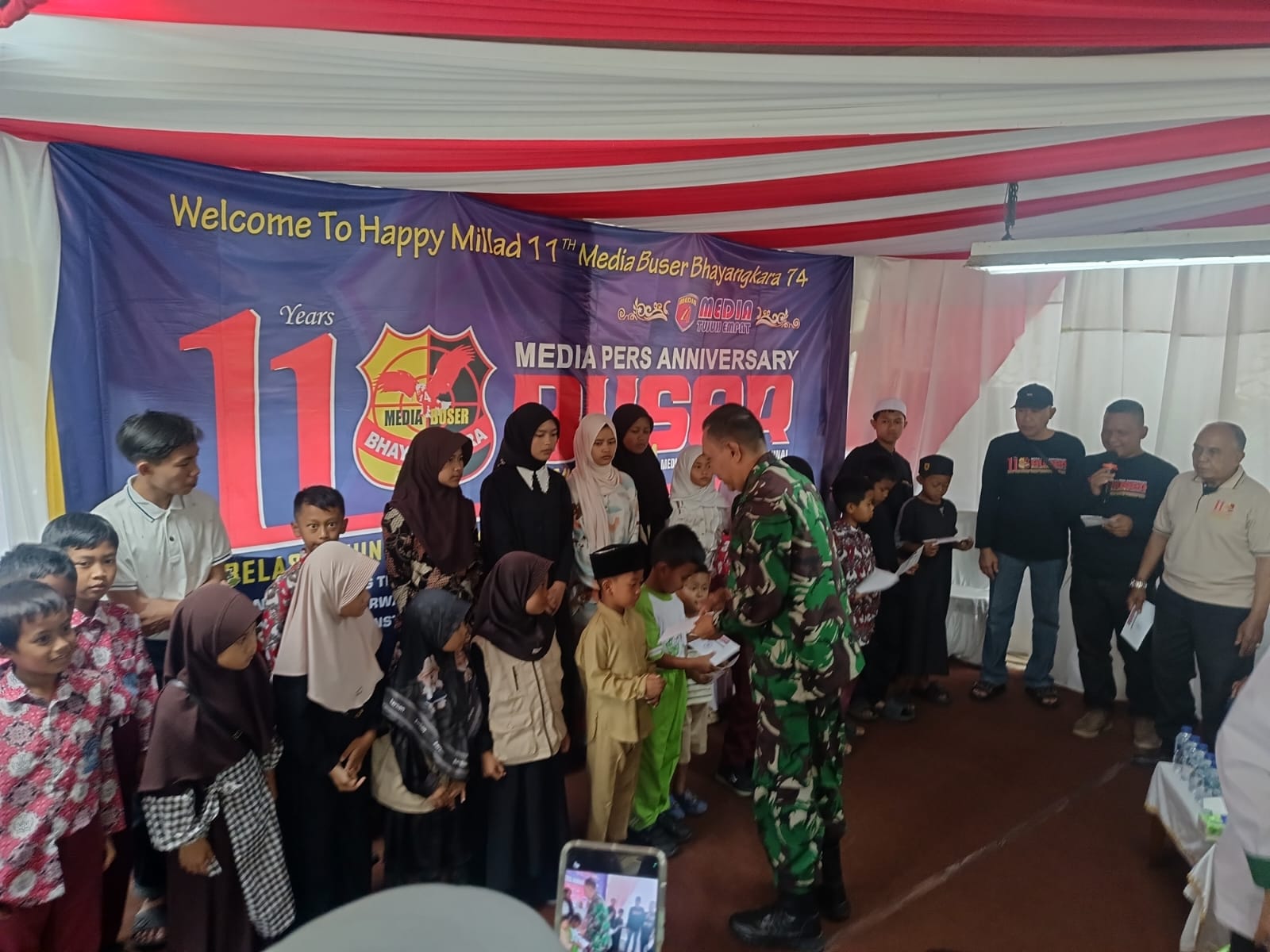 Perkuat Sinergitas Membangun Negeri, Danramil Cipanas Hadiri Peringatan HUT ke-11 Media Buser Bhayangkara 74